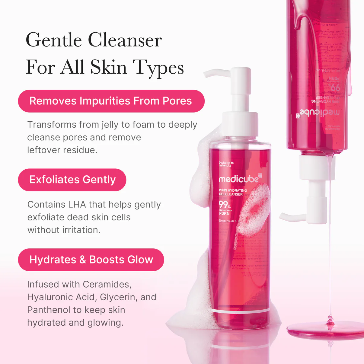 Medicube PDRN Pink Gel Cleanser 200ml - Image 3