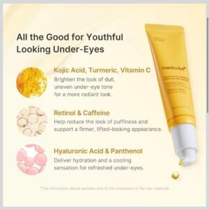 Medicube Eye Serum/Cream - medicube Eye Serum with Kojic Acid Turmeric for All-Day Brightening Refreshing Eye Gel Serum with Vitamin C, Retinol & Caffeine - Hydrating & Cooling Formula, Korean Skincare, 1.01 fl.oz