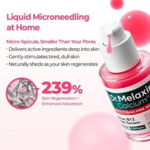 Dr.Melaxin Cyano Pink Spicule Serum with Vitamin B12, Liquid Microneedle Facial Treatment for Enlarged Pores, Niacinamide for Texture Refining & Renewal, 1.01 fl.oz